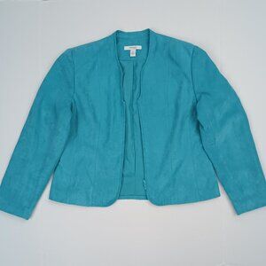 Dress Barn Blazer Womens Petite Faux Suede Lined Long Sleeve Jacket - Pre-owned